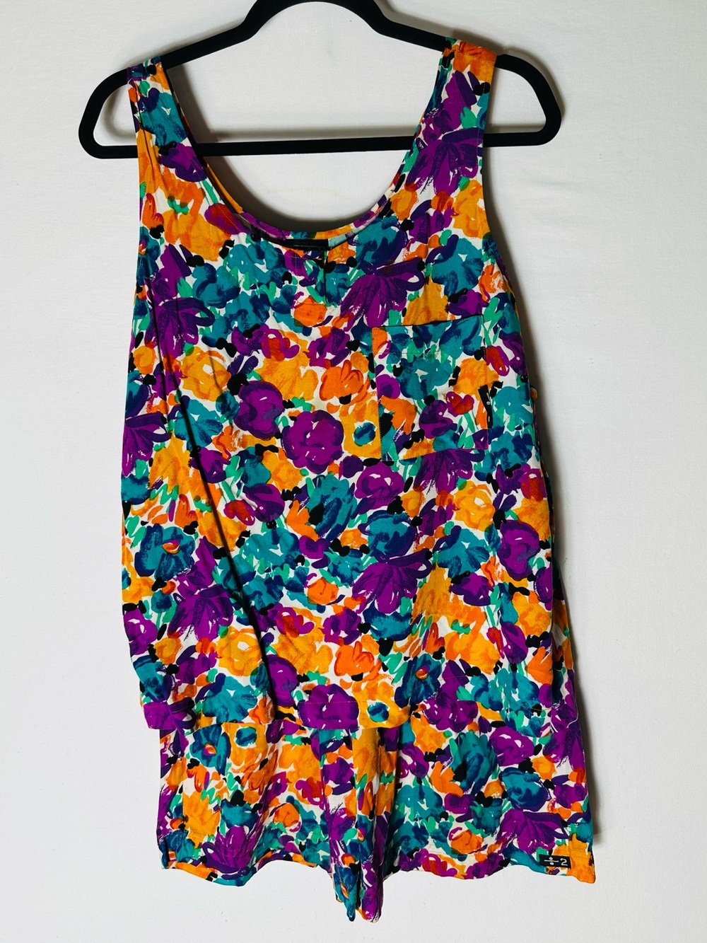 Vintage 90s Divided By 2 Abstract Floral Matching Set Boho Shorts & Tank Top M